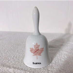 Vintage White Red Sarnia Ceramic Souvenir Bell